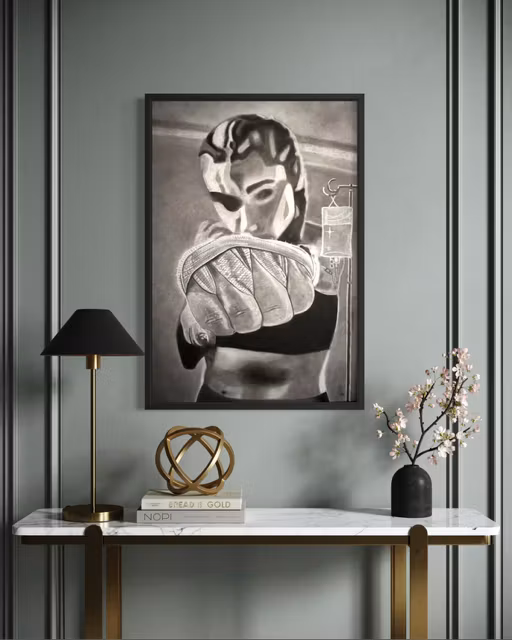 Jessica Hautajärvi "Slag för livet", Fuck Cancer - Originalmålning, 70x50cm