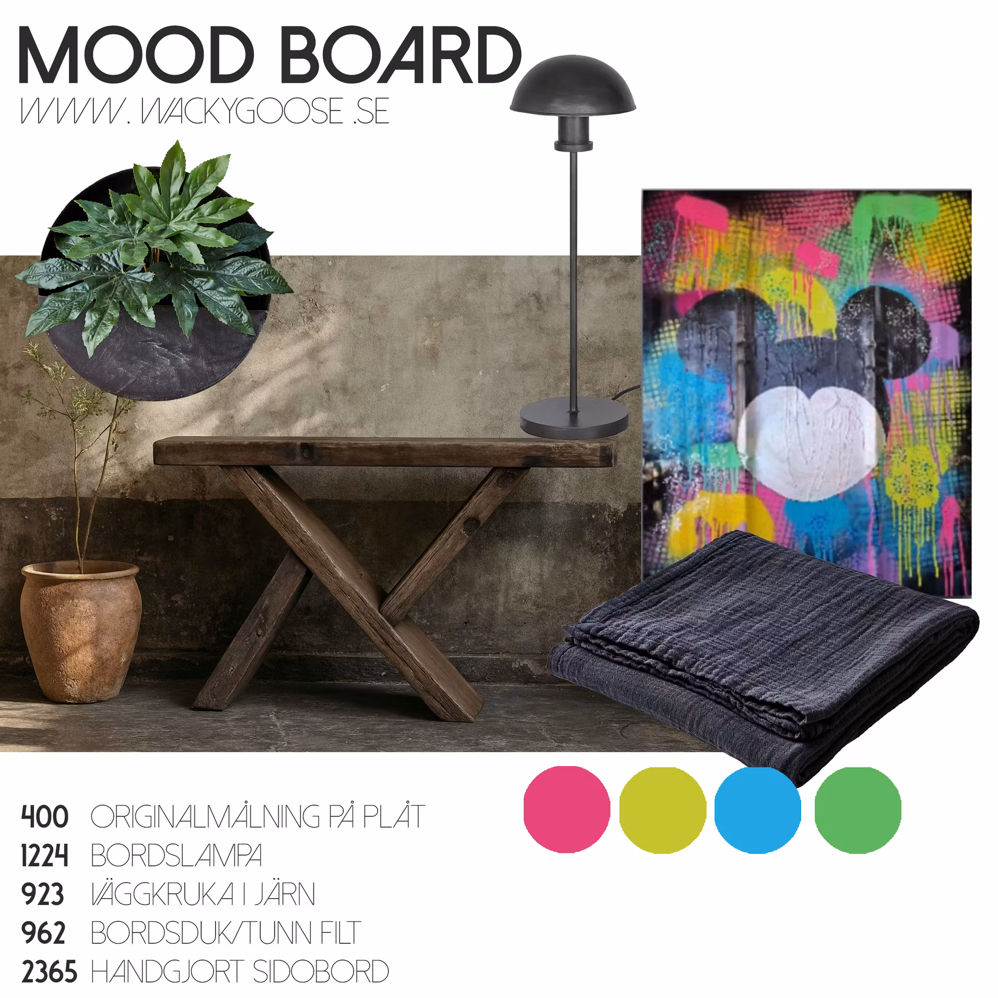 Produktpaket, "Industri Pigga färger", Mood-Board