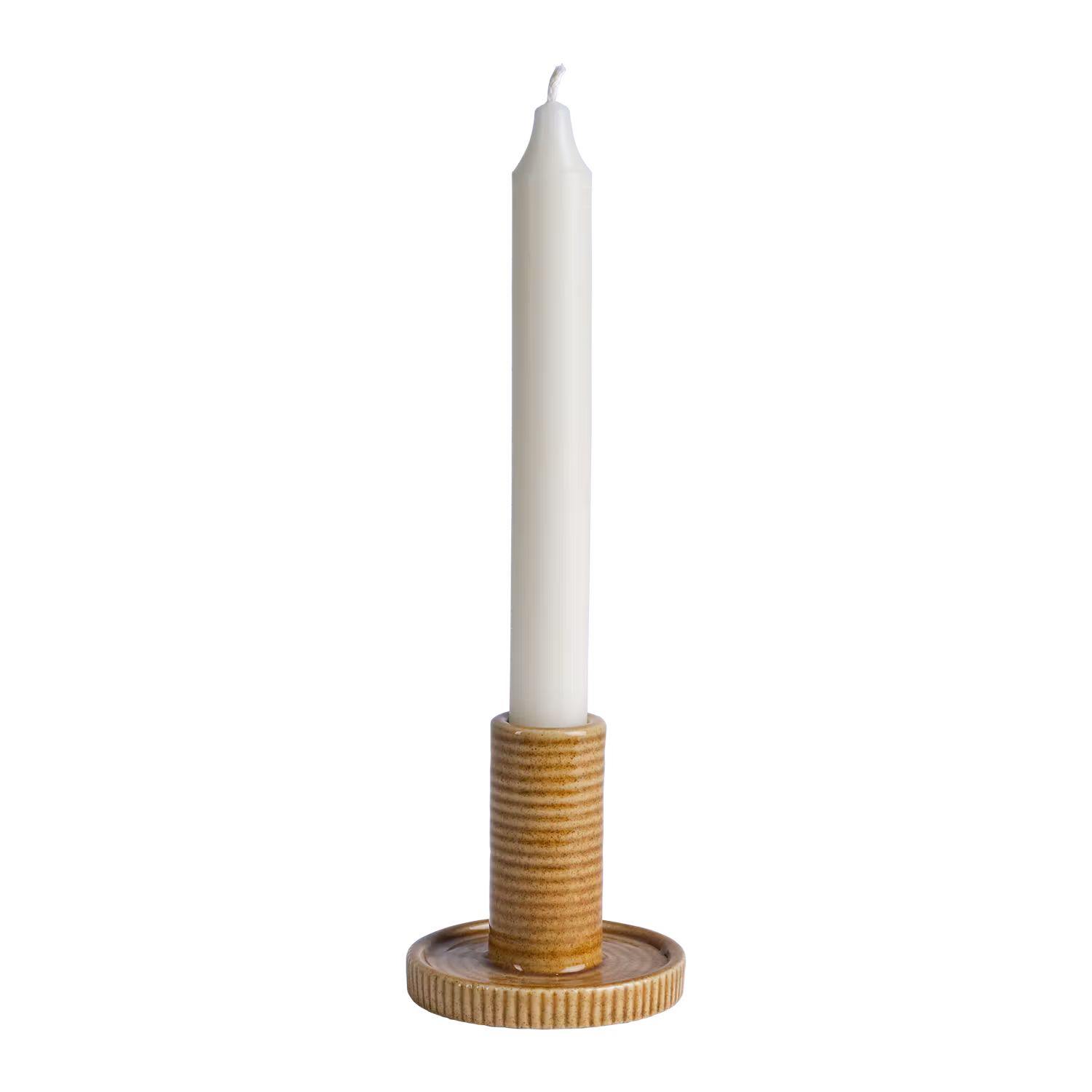 Handgjord ljusstake i stengods, 2-pack, Gul