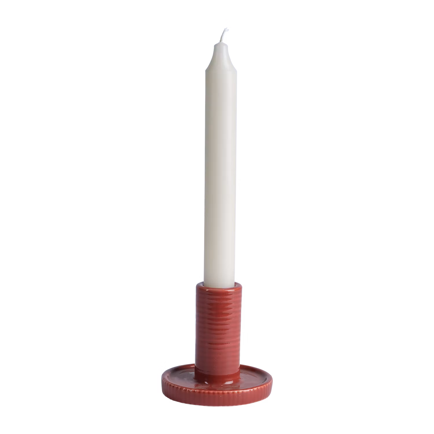 Handgjord ljusstake i stengods, 2-pack, Röd