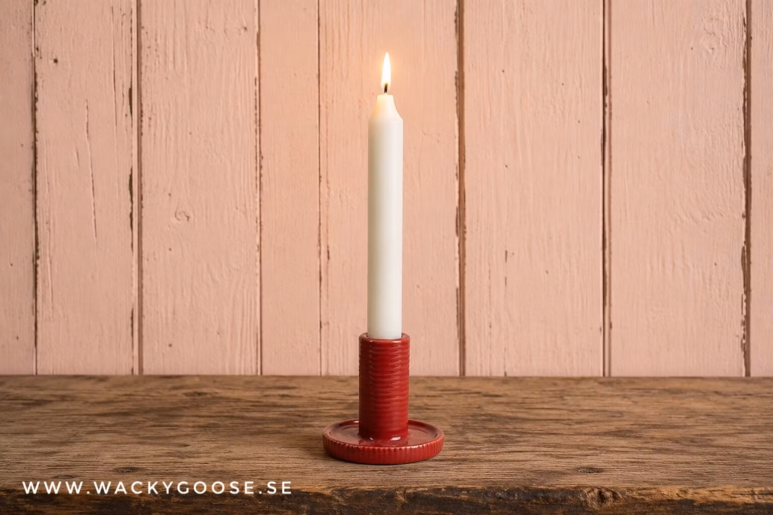Handgjord ljusstake i stengods, 2-pack, Röd