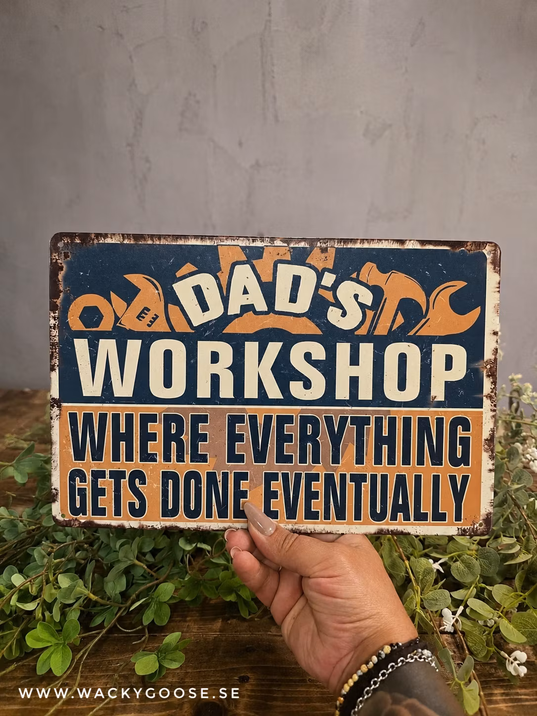 Plåtskylt i retro-stil, Dad's Workshop