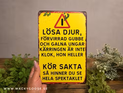 Plåtskylt i retro-stil, Kör sakta