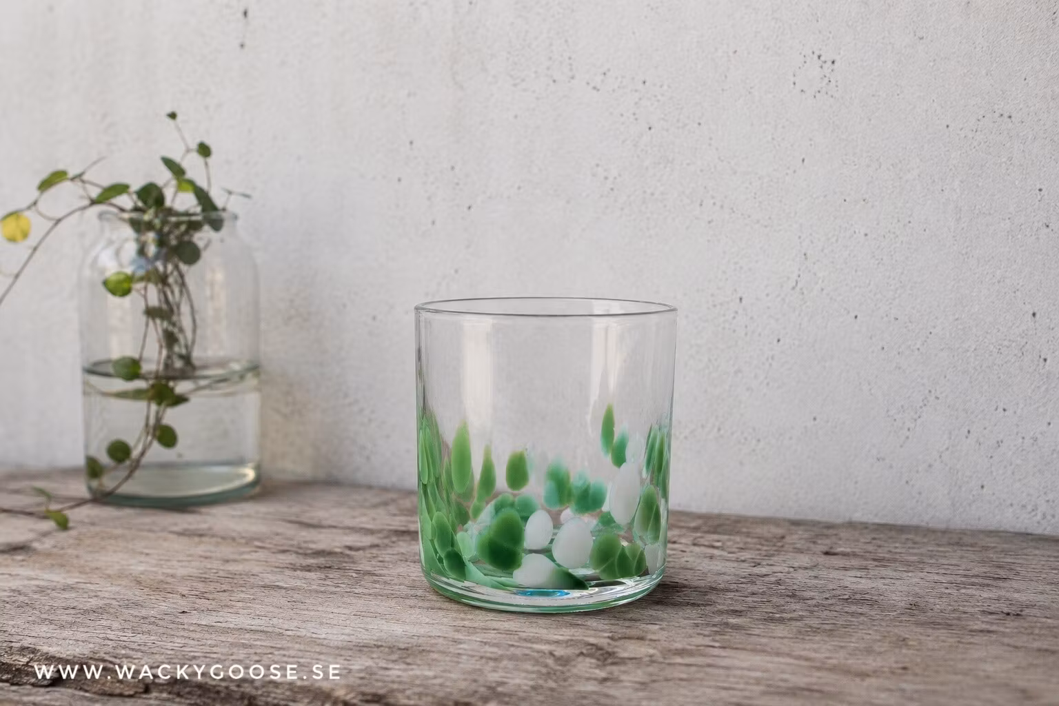 Munblåsta glas, Klar/grön, 4-pack