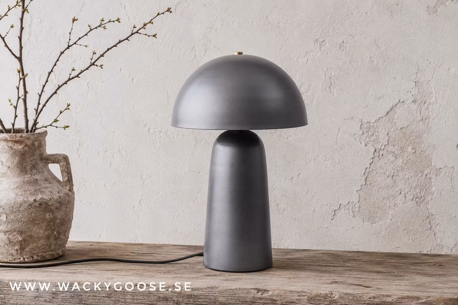 FUNGI Bordslampa, 61cm, Mörkgrå