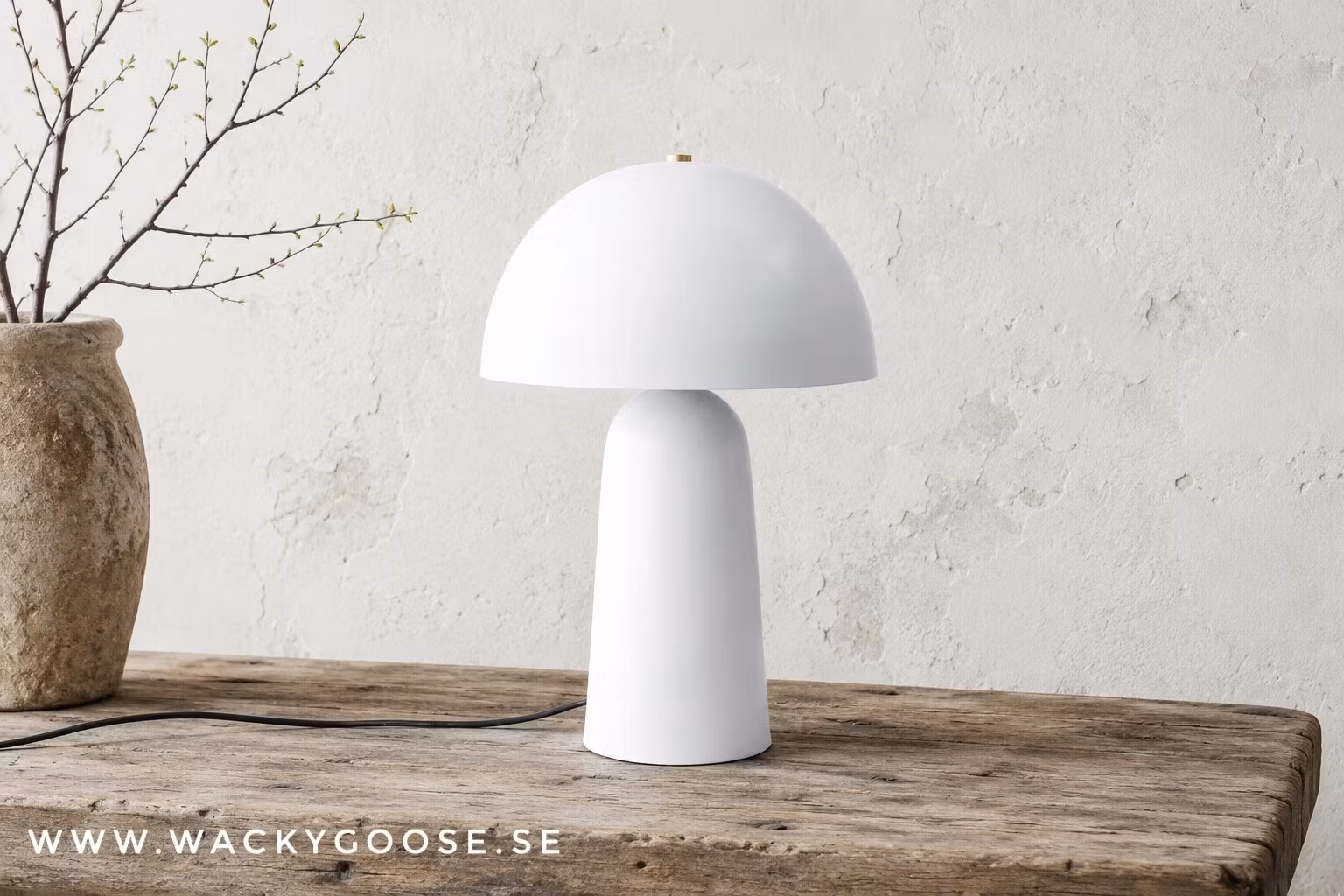 FUNGI Bordslampa, 61cm, Vit