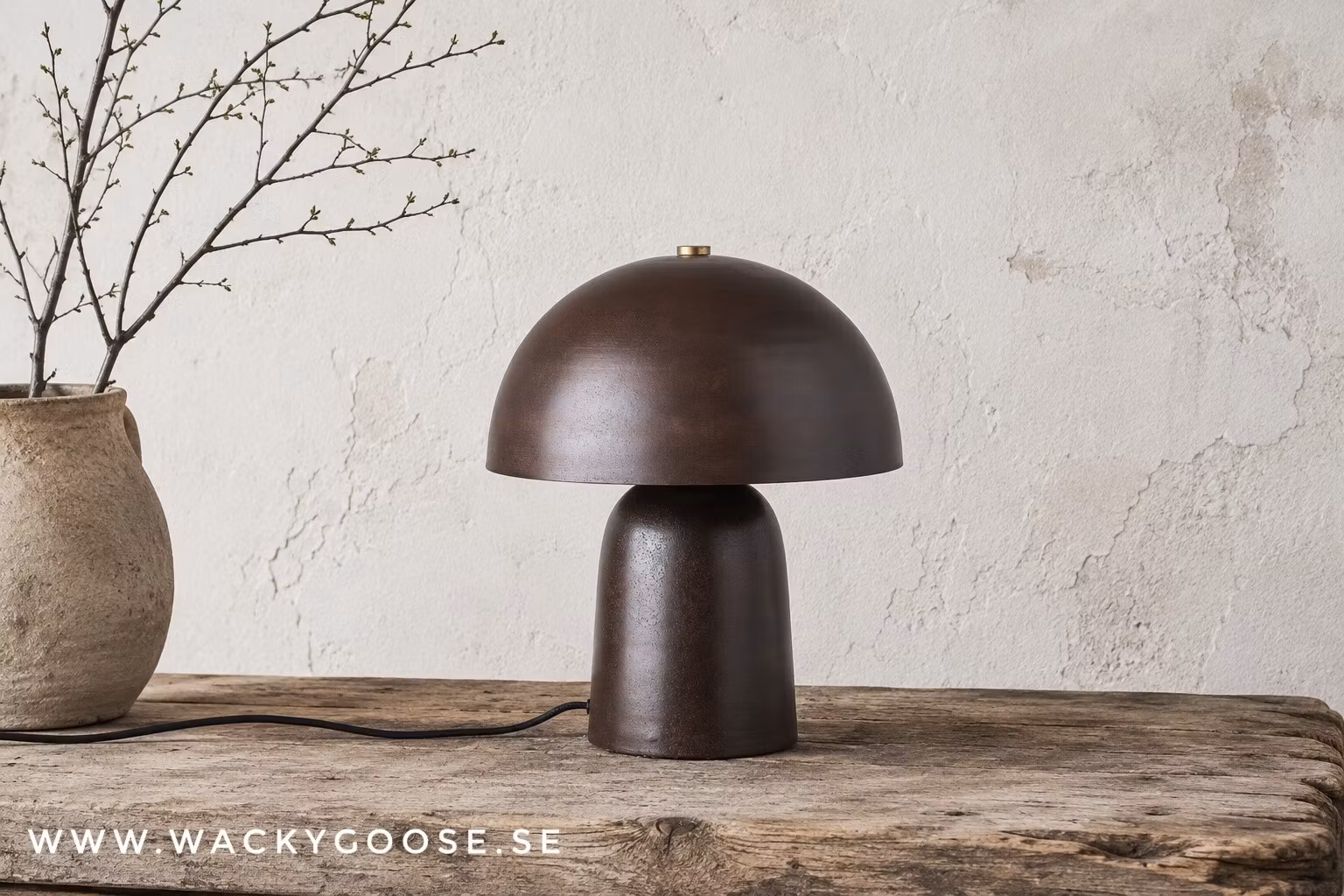 FUNGI Bordslampa, 38cm, Brun
