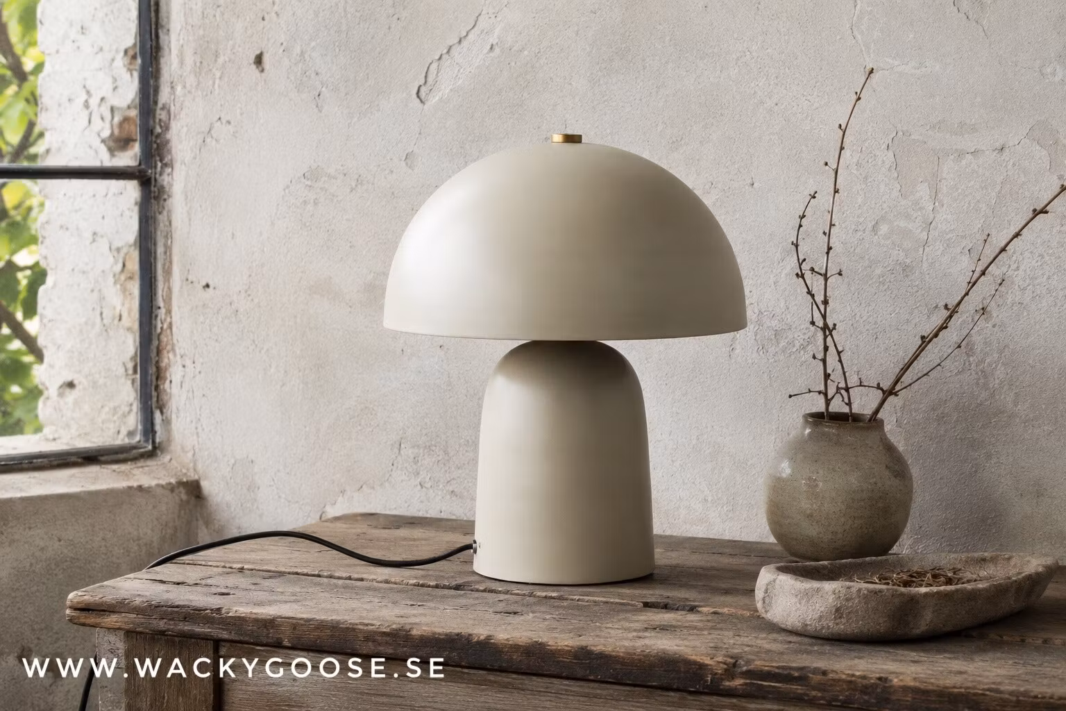 FUNGI Bordslampa, 38cm, Beige