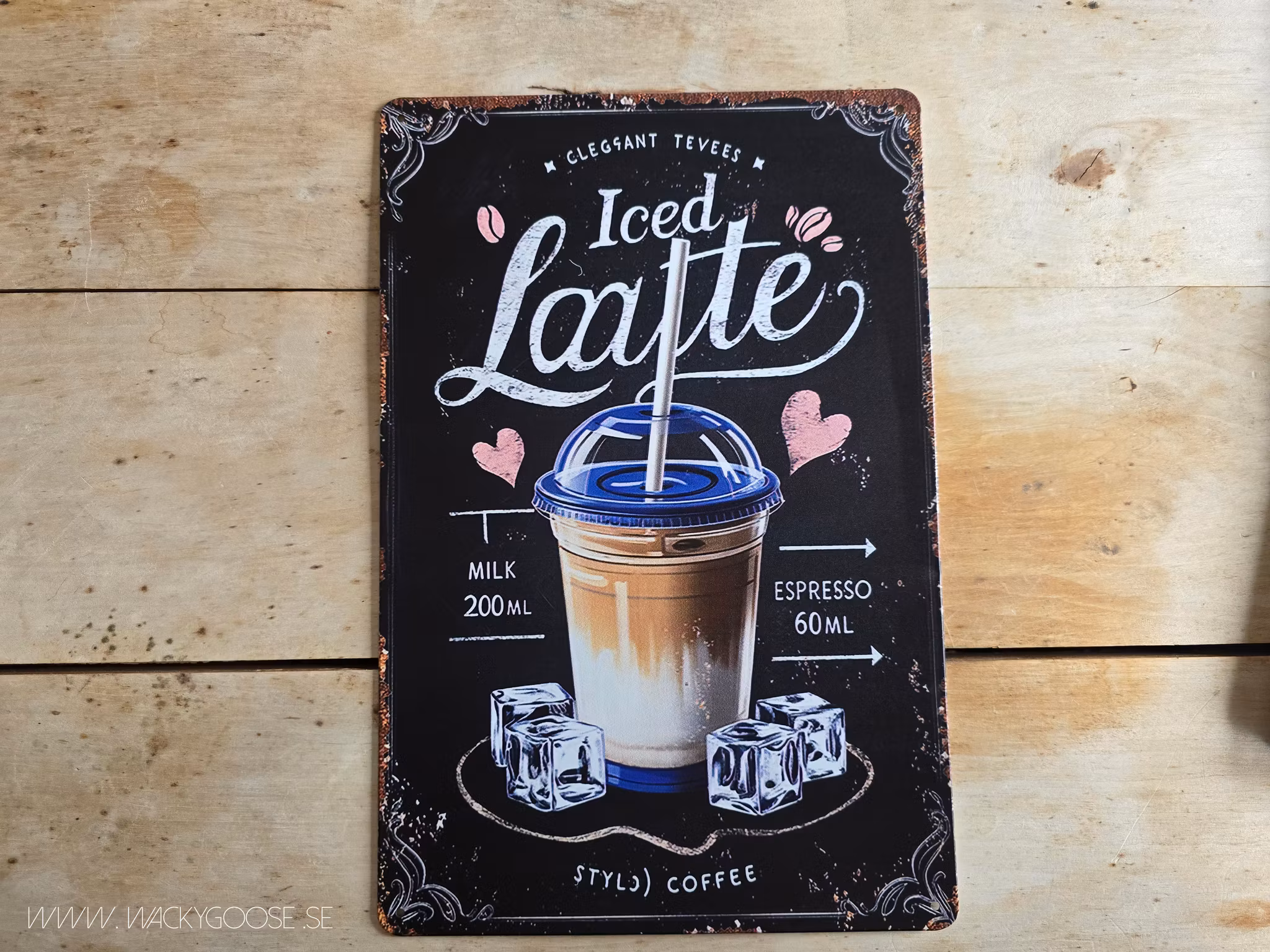 Plåtskylt i retro-stil, Is-latte