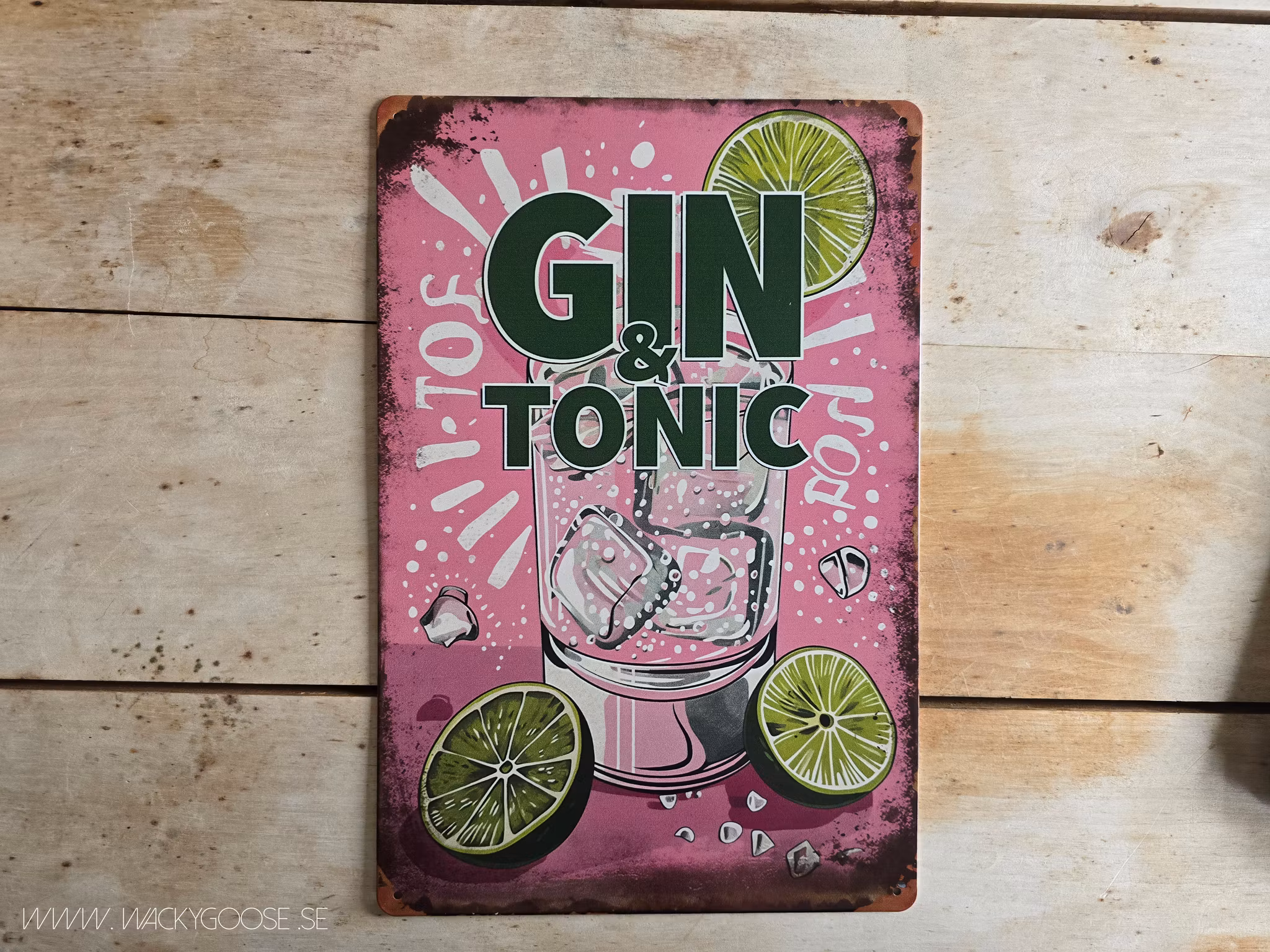 Plåtskylt i retro-stil, Gin & Tonic