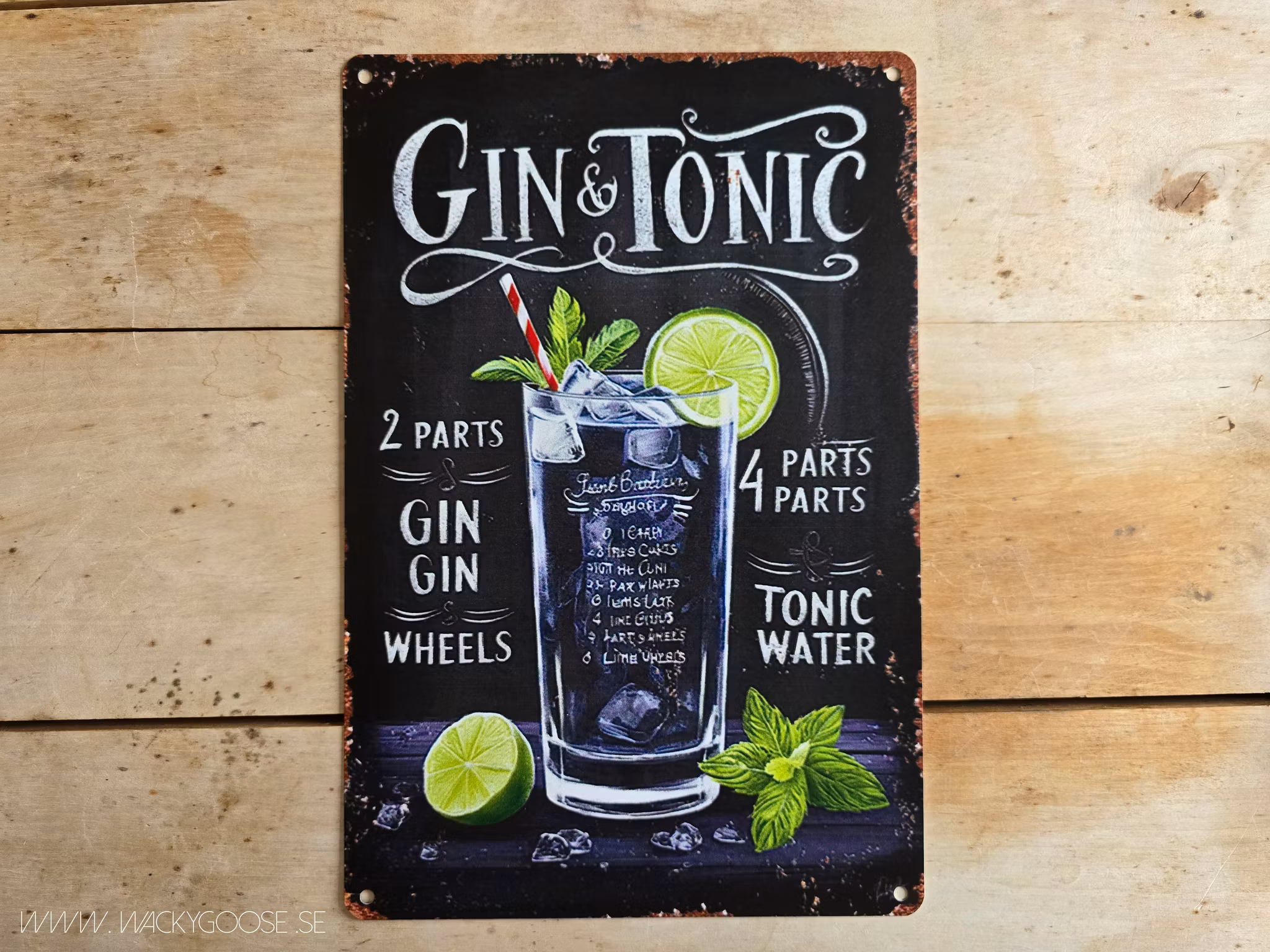 Plåtskylt i retro-stil, Gin & Tonic no:2