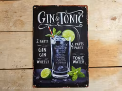 Plåtskylt i retro-stil, Gin & Tonic no:2