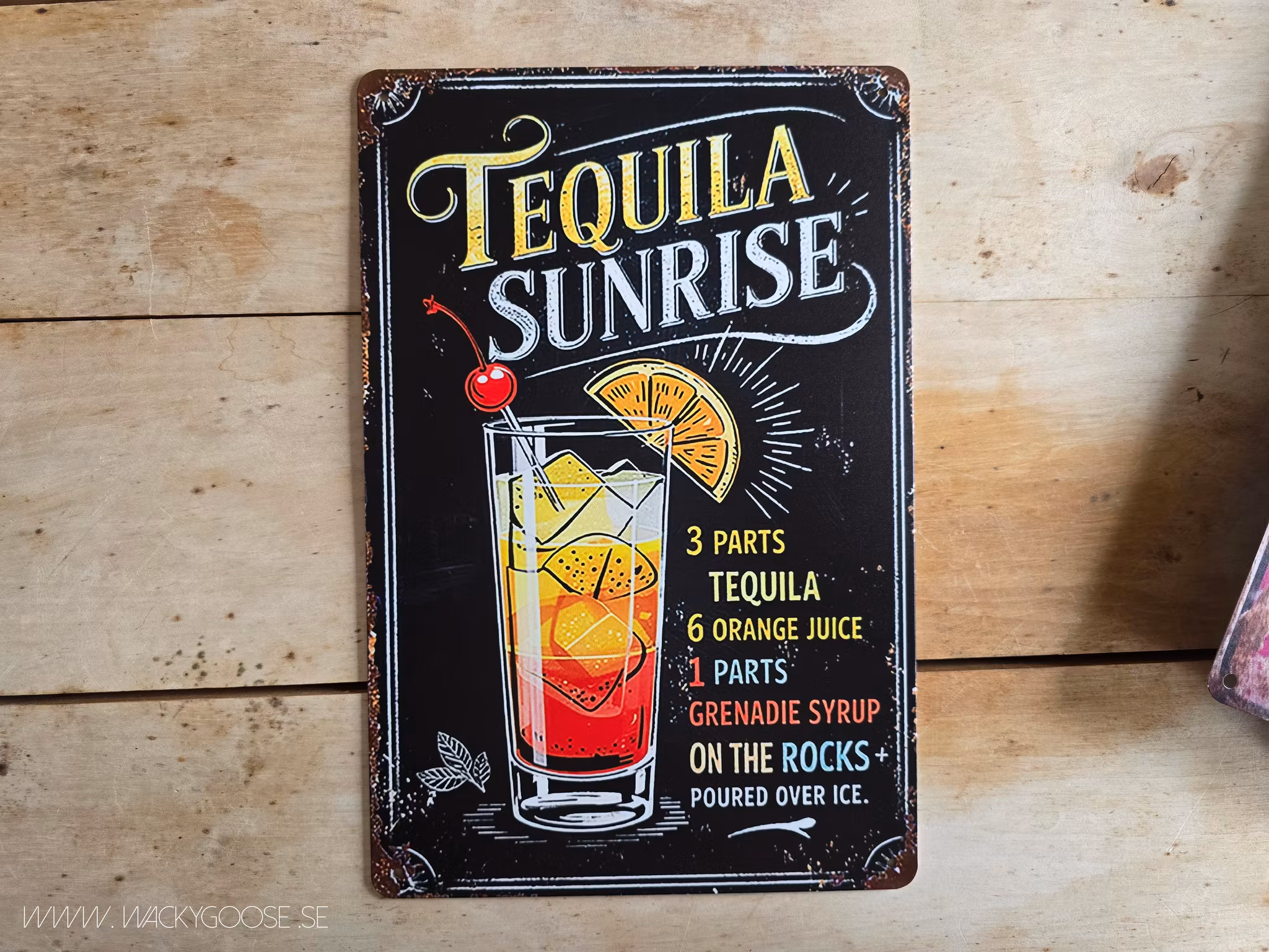 Plåtskylt i retro-stil, Tequila Sunrise