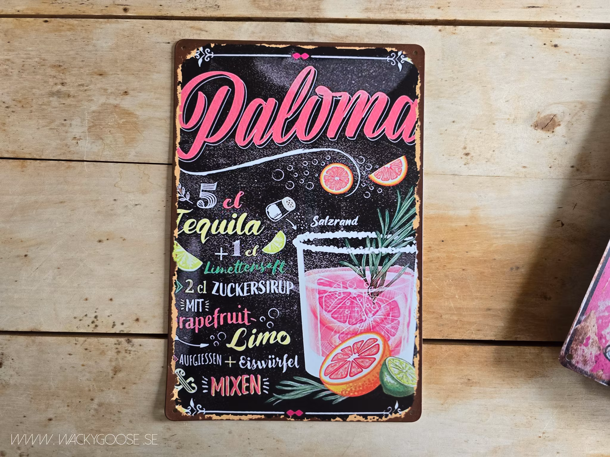 Plåtskylt i retro-stil, Paloma