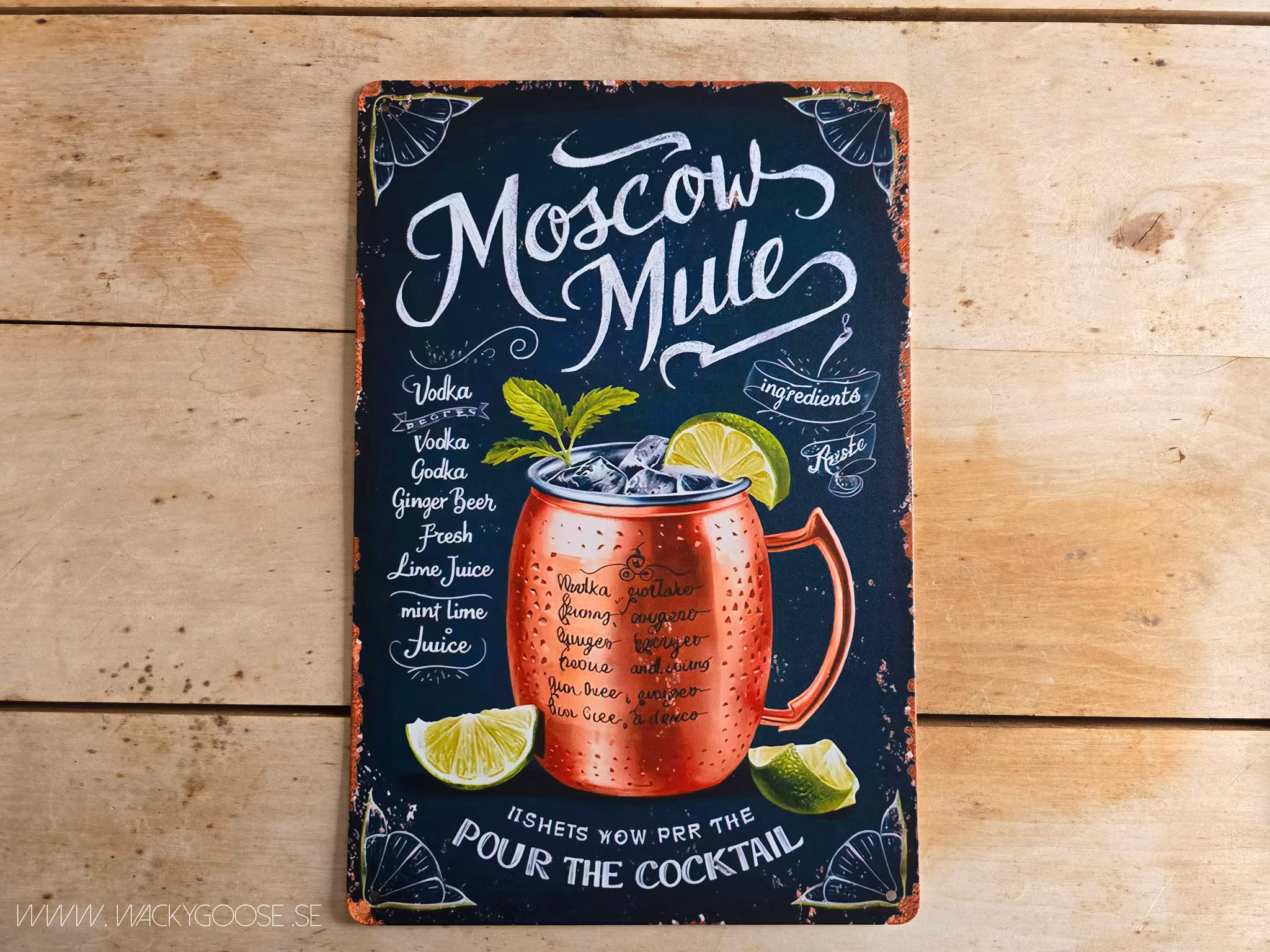 Plåtskylt i retro-stil, Moscow Mule