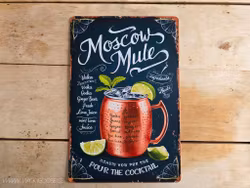 Plåtskylt i retro-stil, Moscow Mule