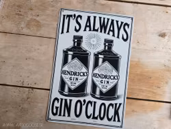 Plåtskylt i retro-stil, It's Gin'o'Clock
