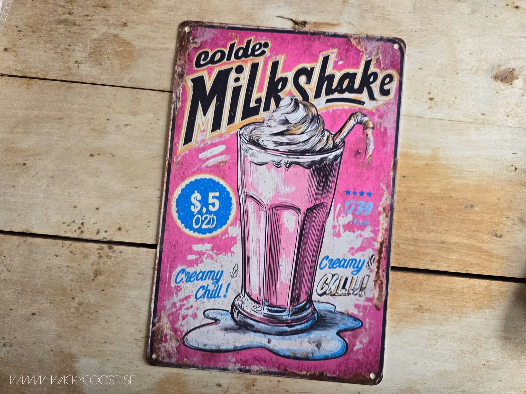 Plåtskylt i retro-stil, Milk Shake
