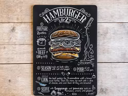 Plåtskylt i retro-stil, Hamburgare
