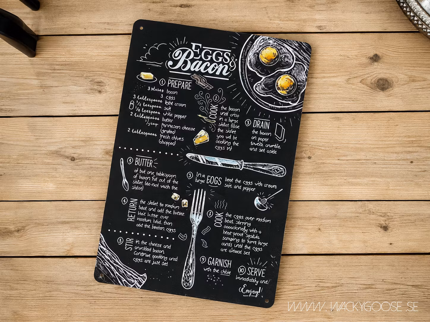 Plåtskylt i retro-stil, Ägg & Bacon