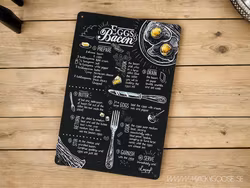 Plåtskylt i retro-stil, Ägg & Bacon