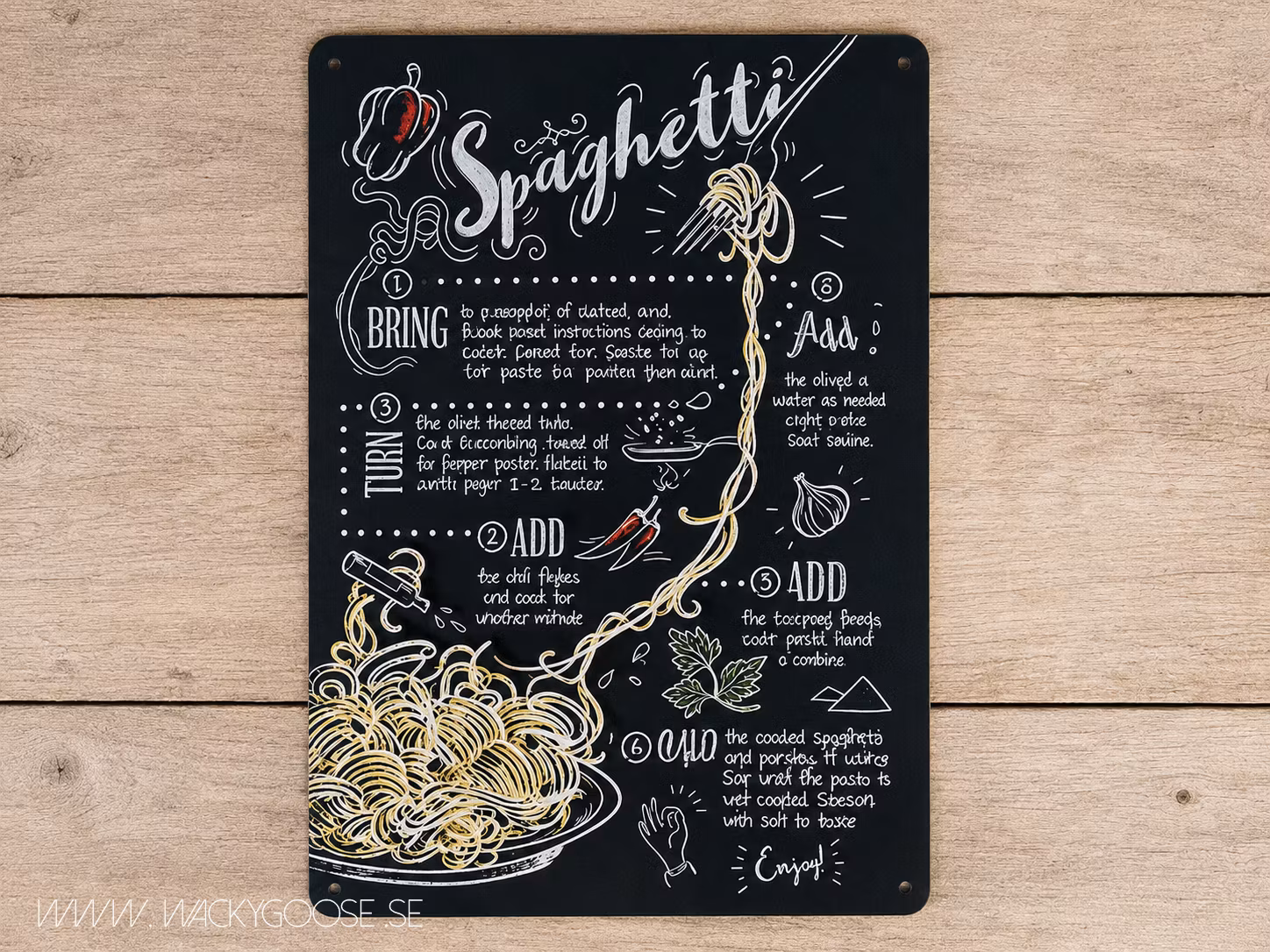 Plåtskylt i retro-stil, Spagetti