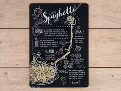 Plåtskylt i retro-stil, Spagetti