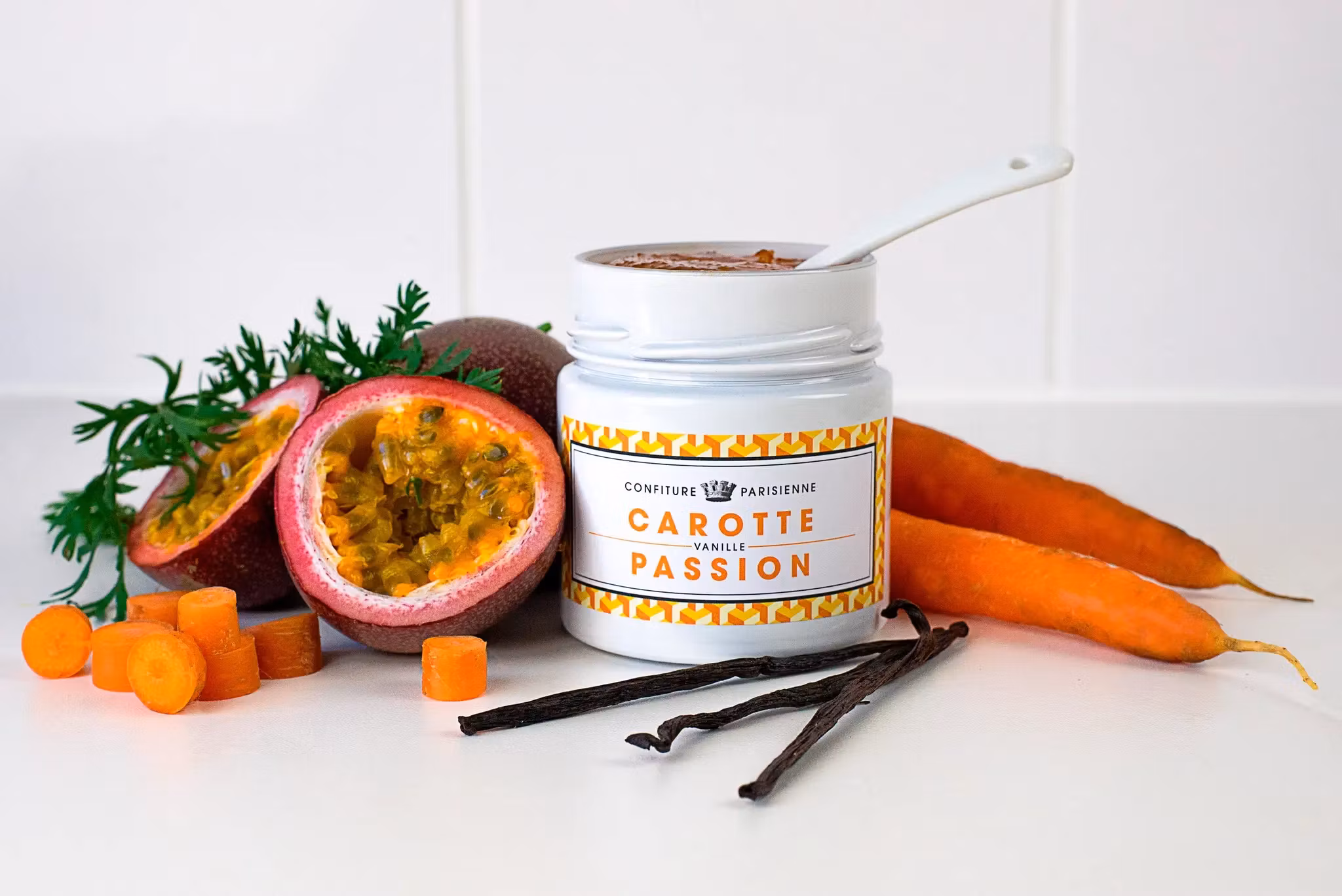 Fransk marmelad med smak av Morot, Passionsfrukt & Vanilj