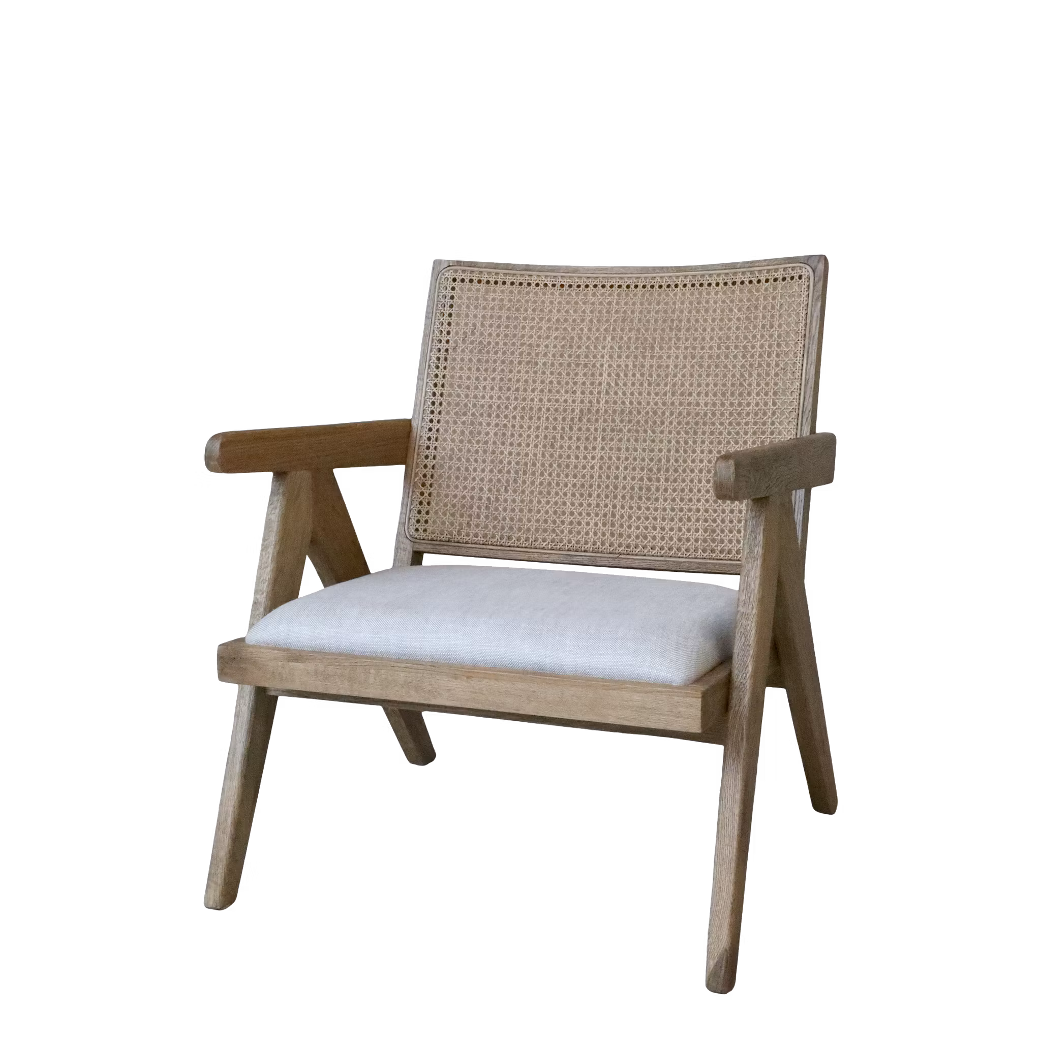 Loungestol med flätad rygg och armstöd