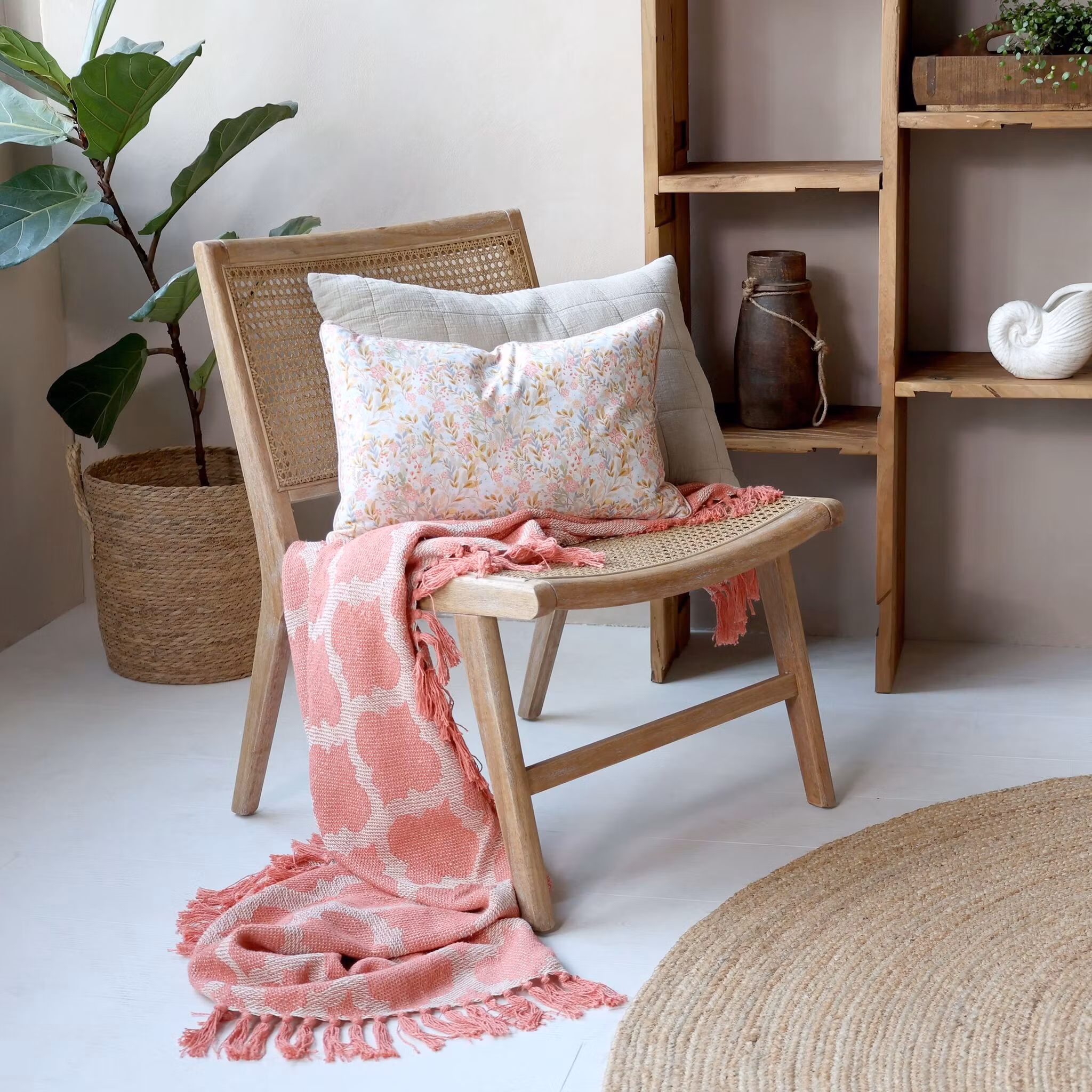 Loungestol med flätad rygg och sits, 2-pack