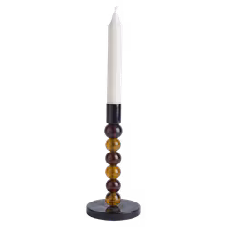 Handgjord Ljusstake i glas och järn, 18,5cm, Brun/Svart