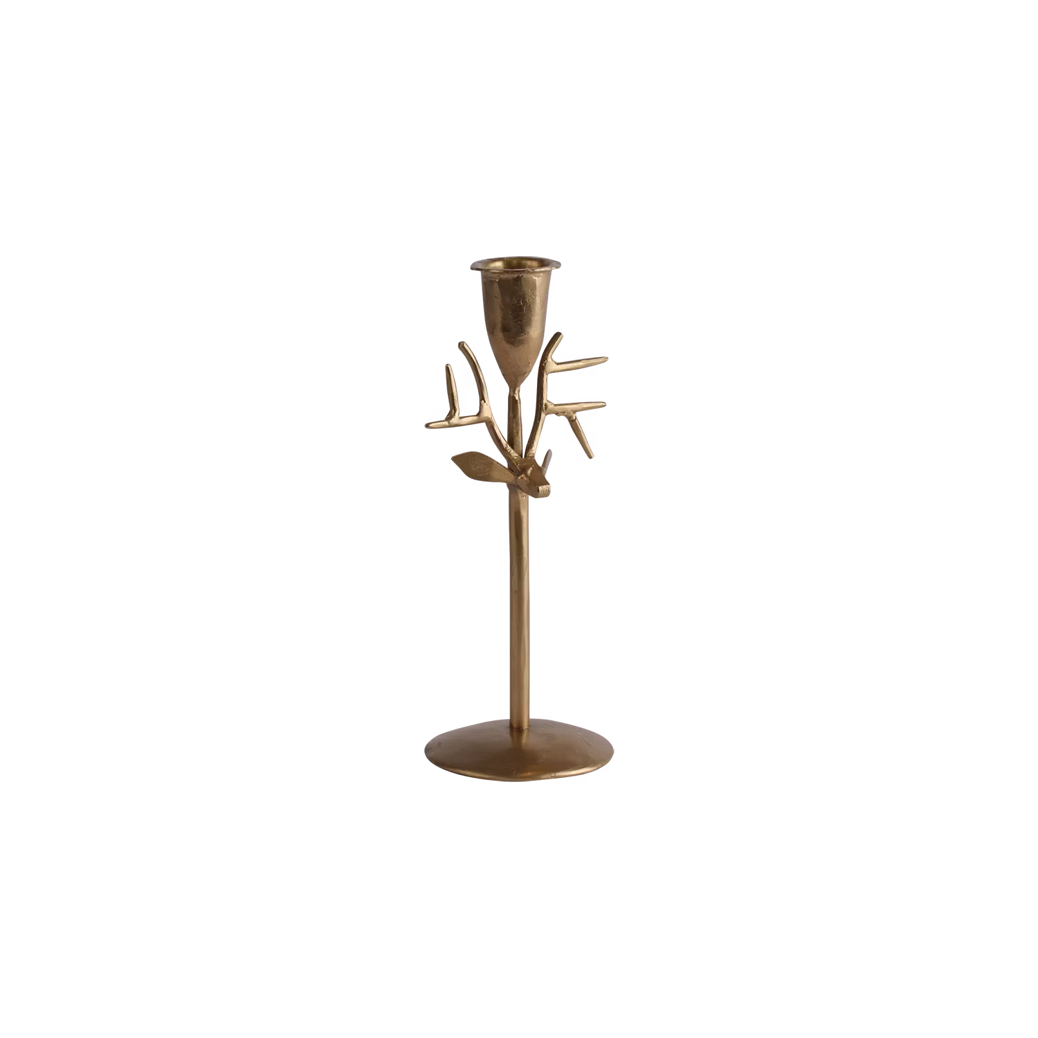 Handgjord ljusstake, Ren, Guldfärgad, 20cm