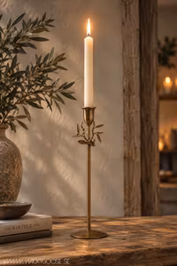 Handgjord ljusstake, Ren, Guldfärgad, 30cm