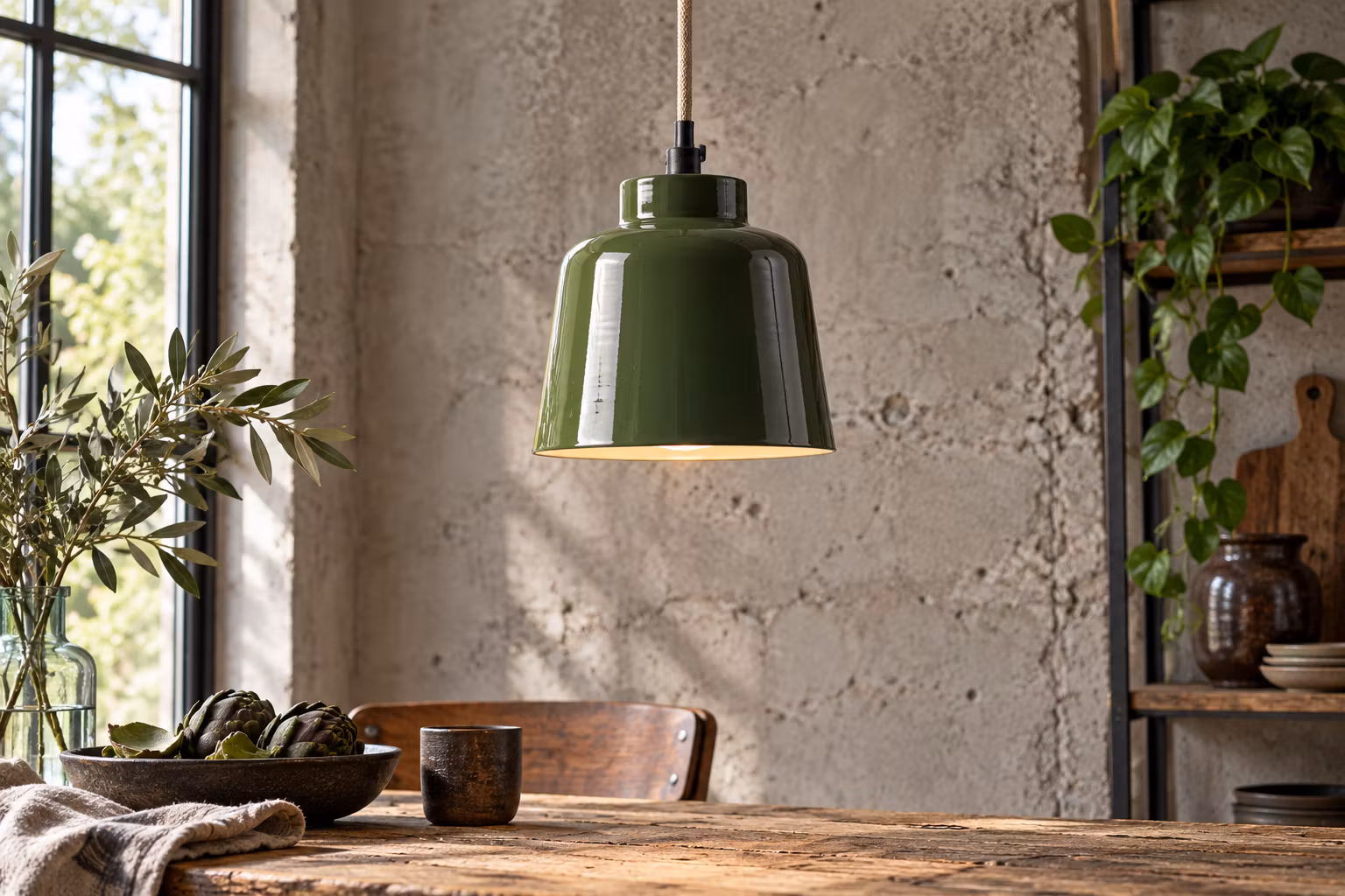 Lampa i järn, Grön