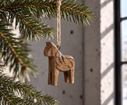 Julgransdekoration, Dalahäst, Brun, 4-pack