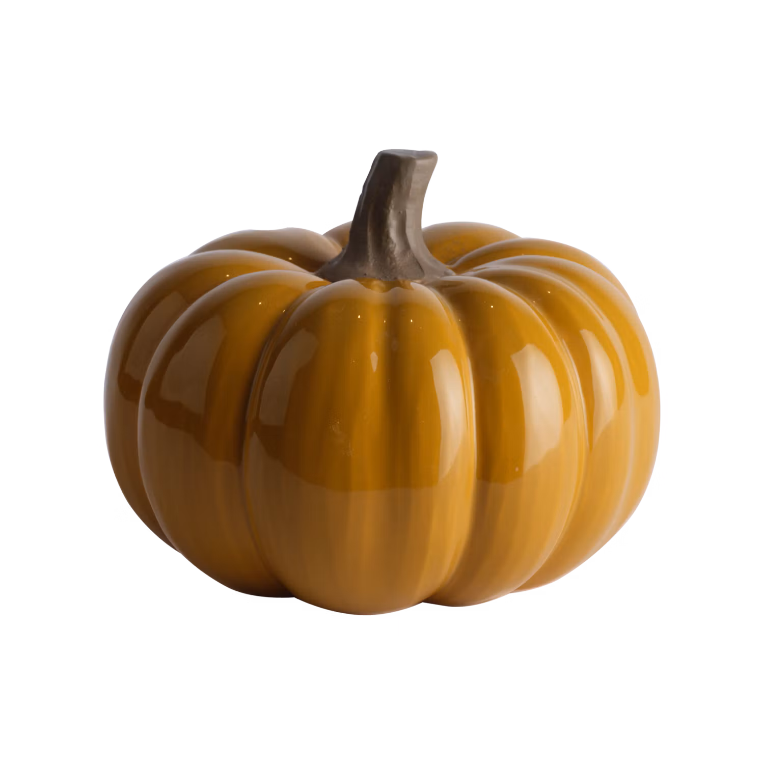 Pumpa, Bordsdekoration i stengods, Ø17,5cm, Senapsgul