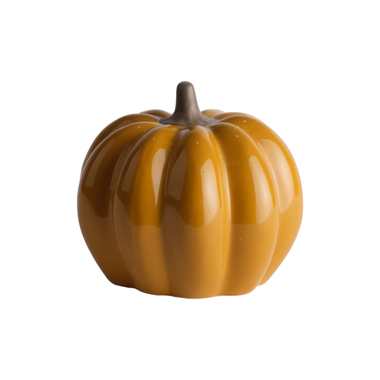 Pumpa, Bordsdekoration i stengods, Ø14cm, Senapsgul