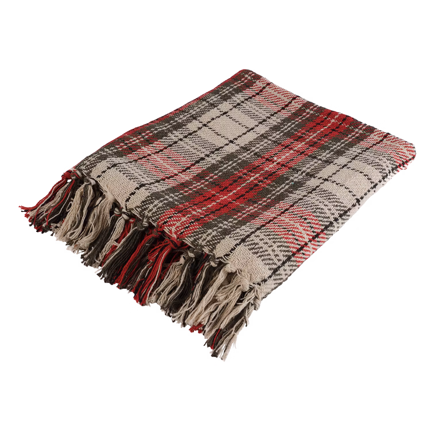 Handgjord Filt 100% Bomull, 150x130cm, Röd rutig