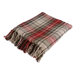 Handgjord Filt 100% Bomull, 150x130cm, Röd rutig