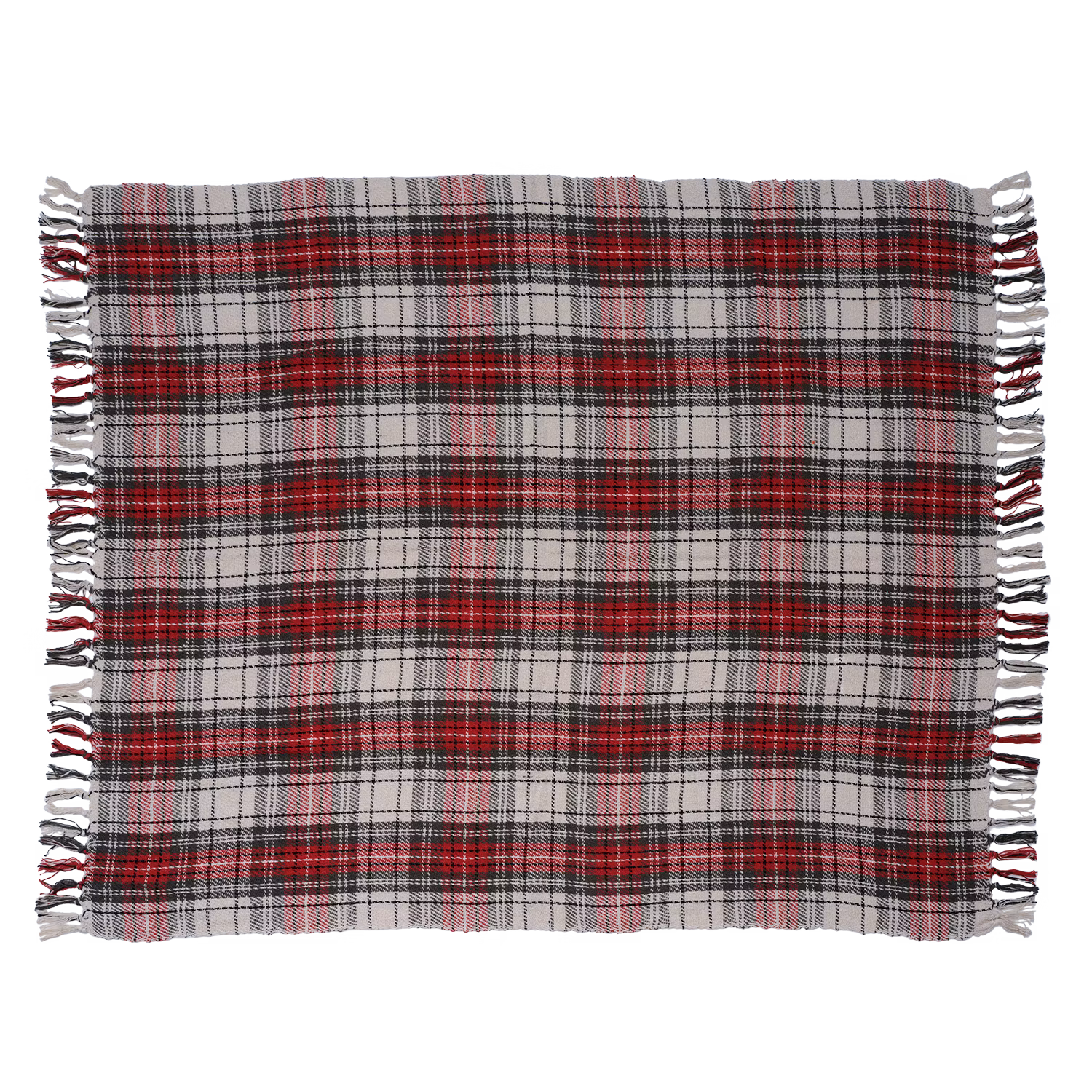 Handgjord Filt 100% Bomull, 150x130cm, Röd rutig