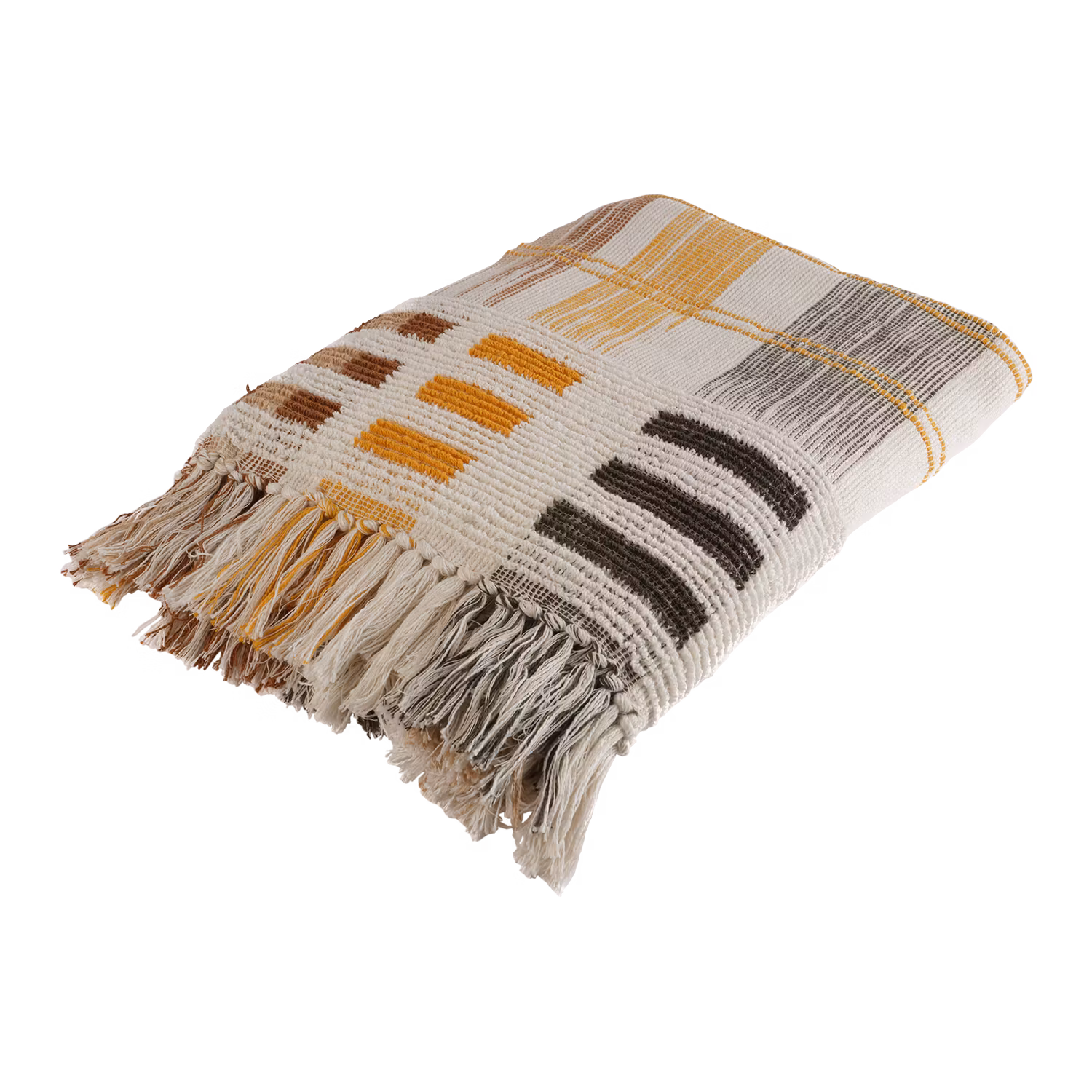 Handgjord Filt 100% Bomull, 150x130cm, Brun Gul