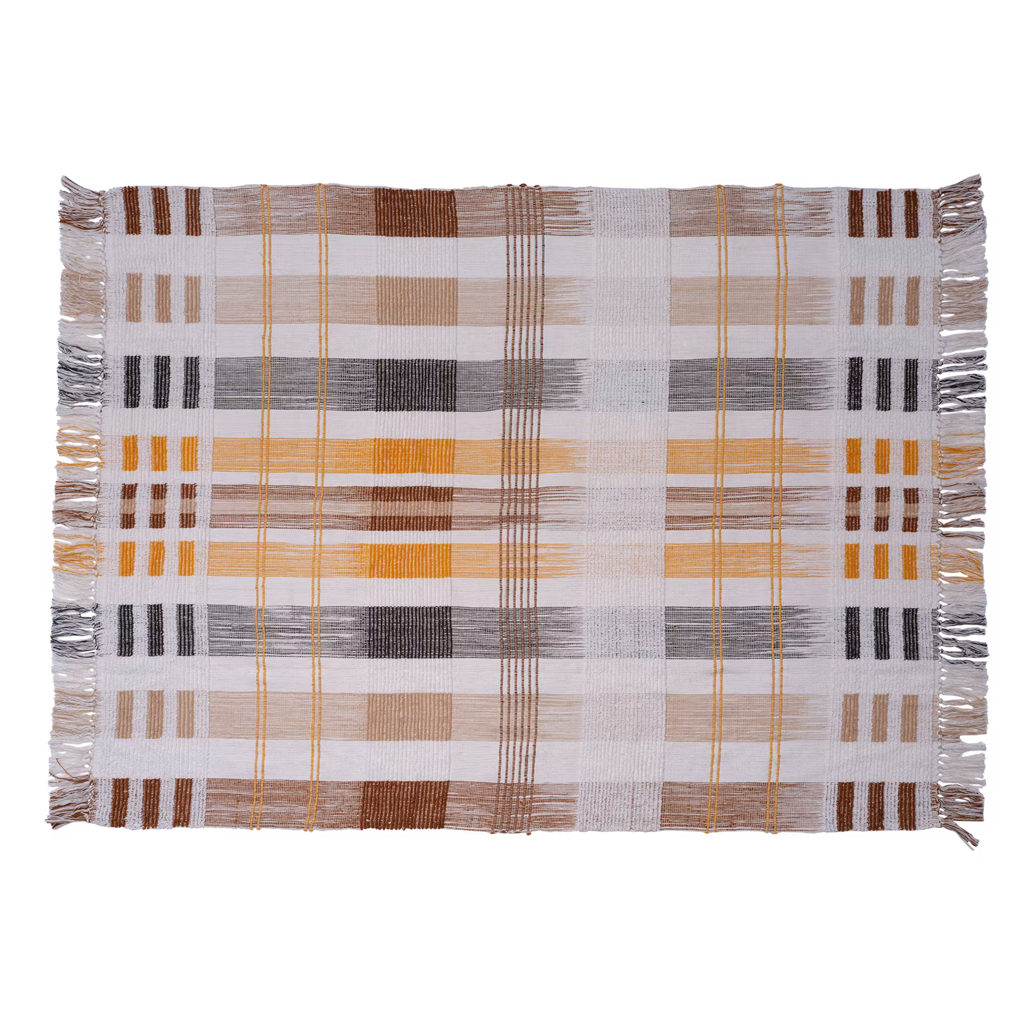 Handgjord Filt 100% Bomull, 150x130cm, Brun Gul