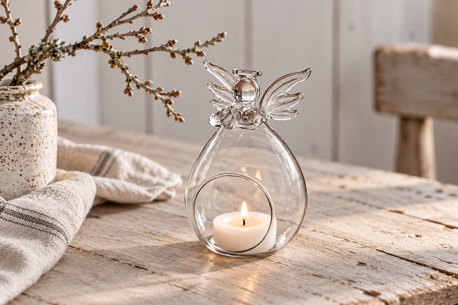 Söt värmeljushållare Ängel, Glas