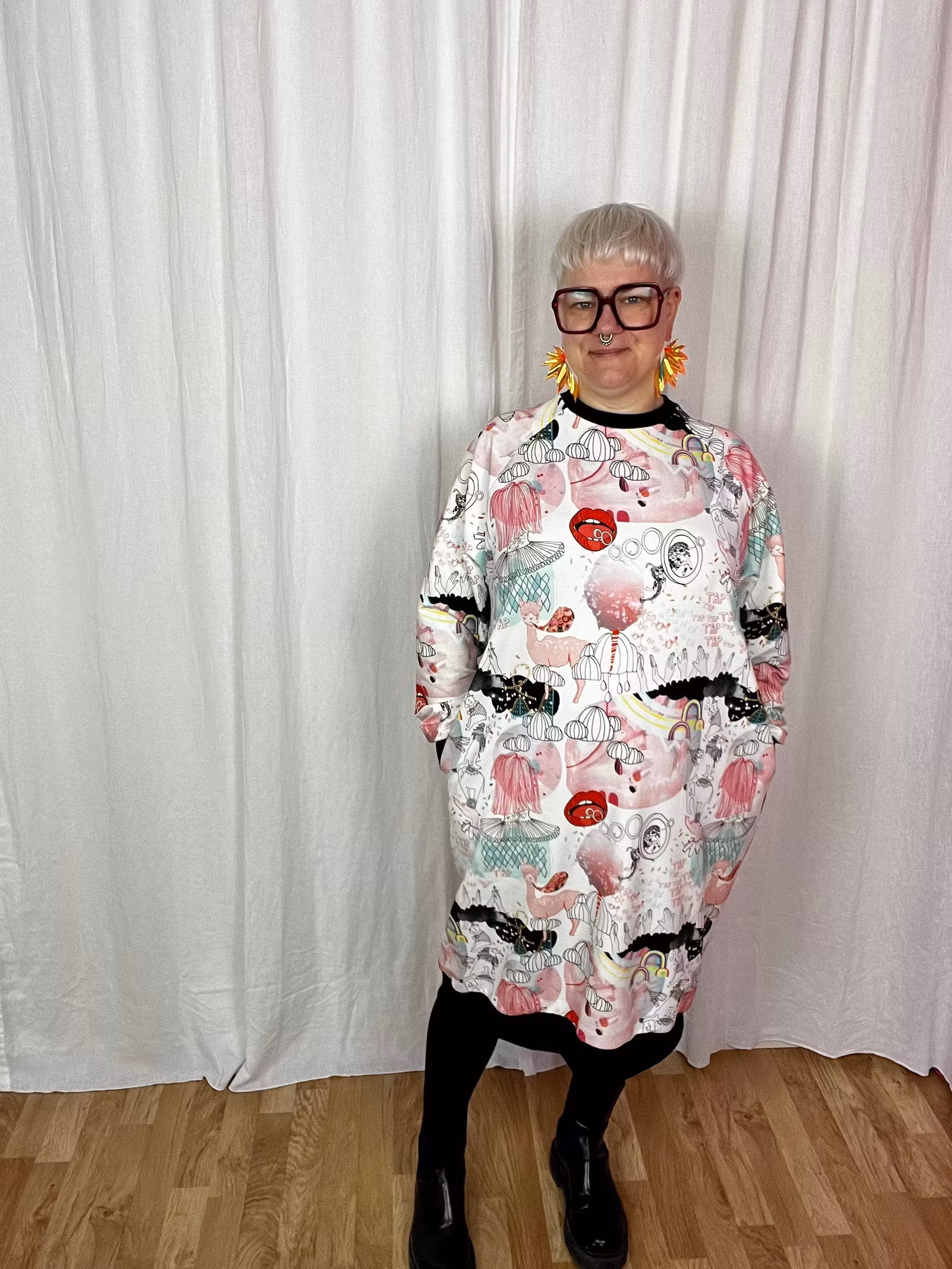 Ikat Sweatshirt dress Long
