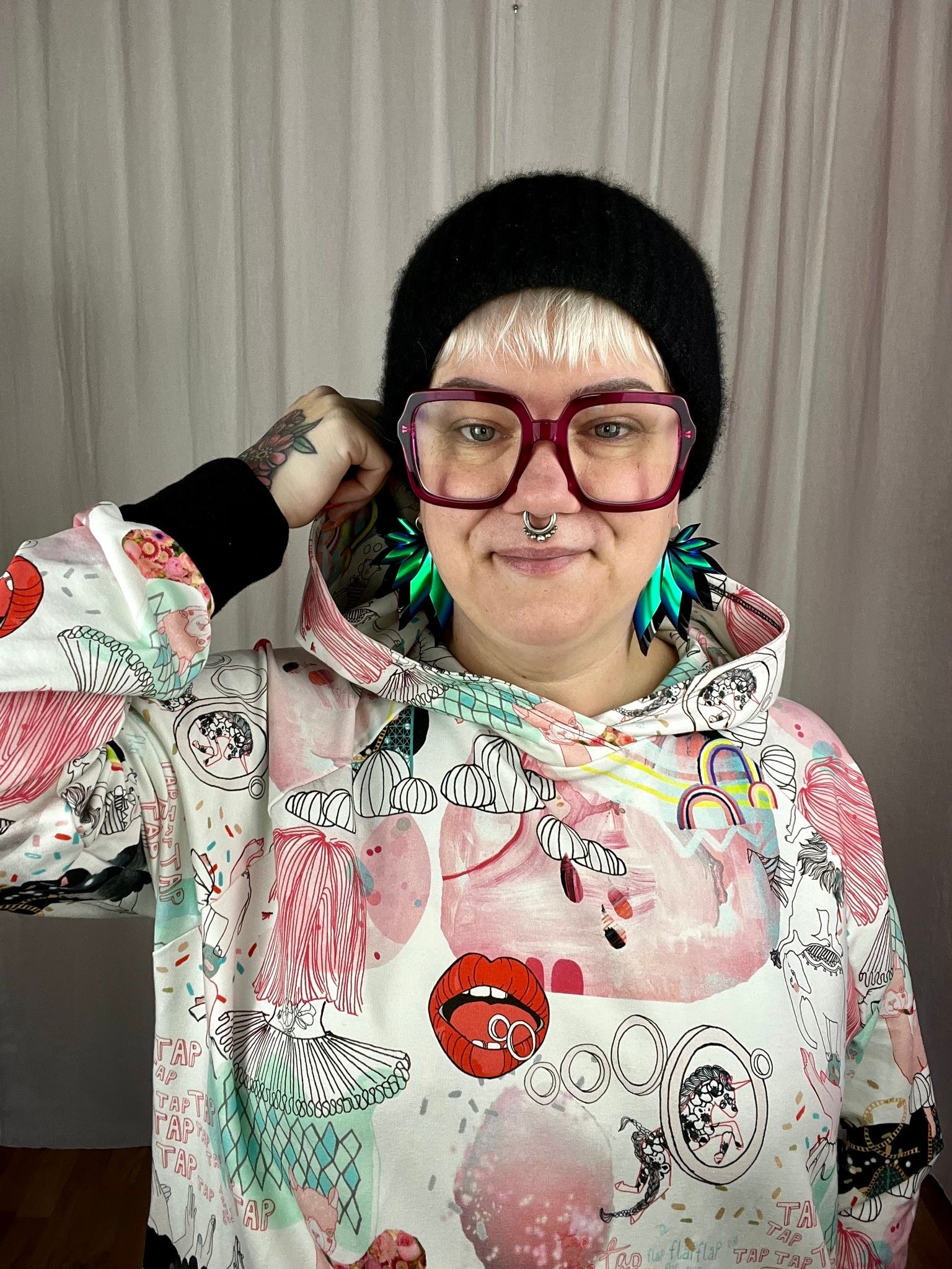 Cosmic Cats Sweatshirt dress Long