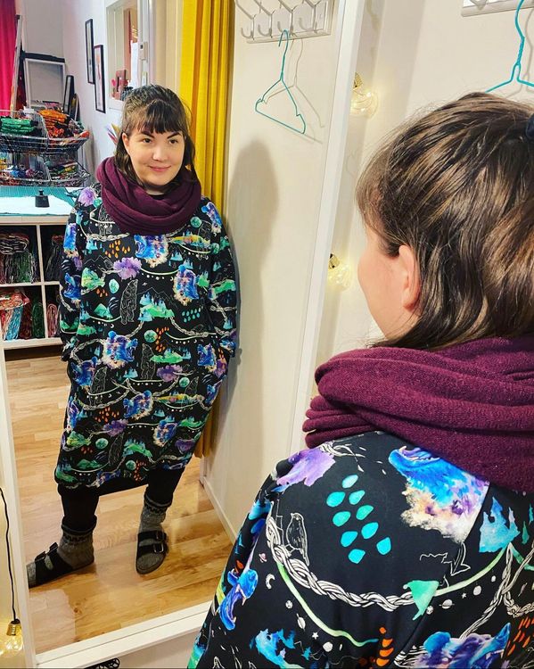 Cosmic Cats Sweatshirt dress Long