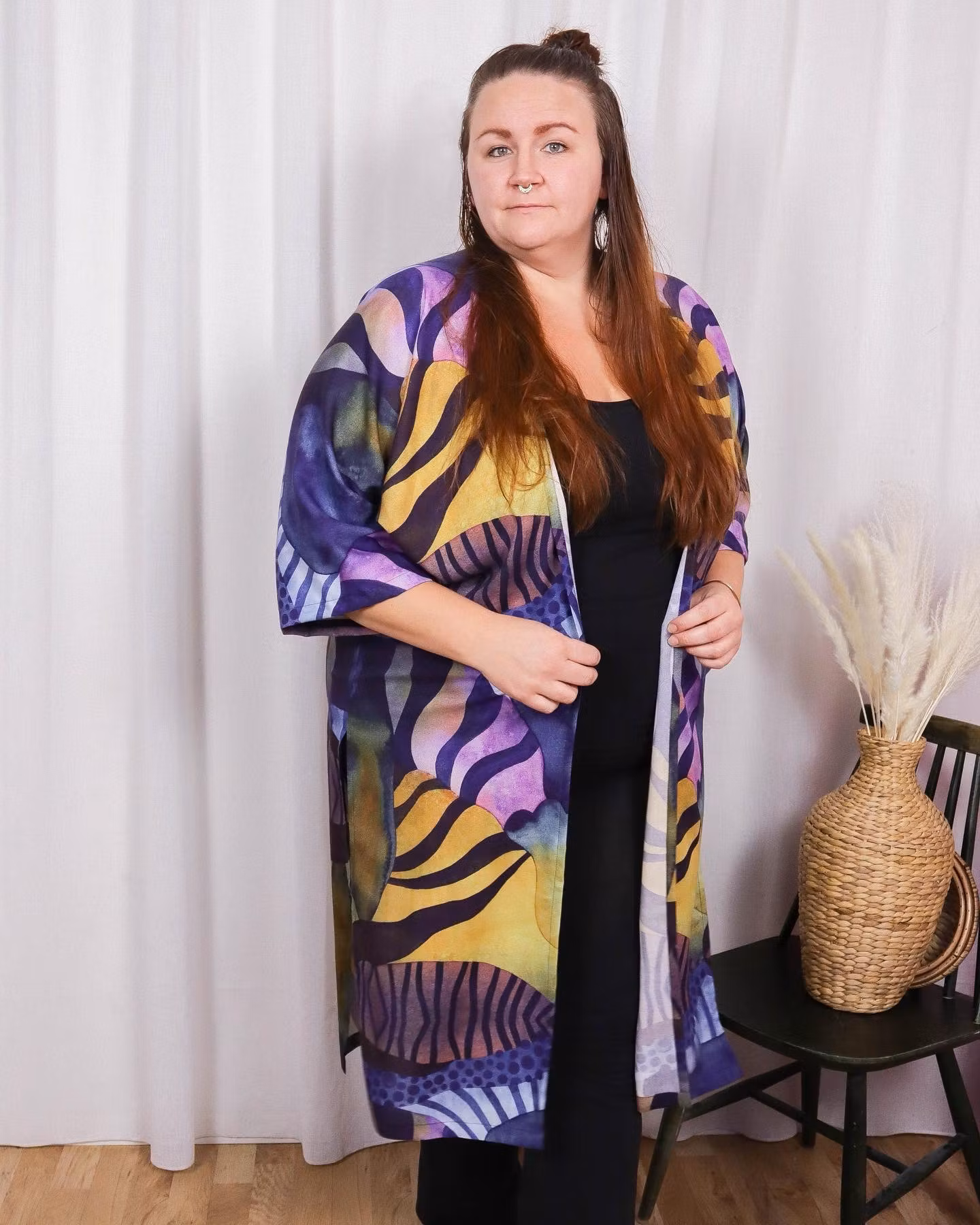 Crazy Print Kaftan med slitsar