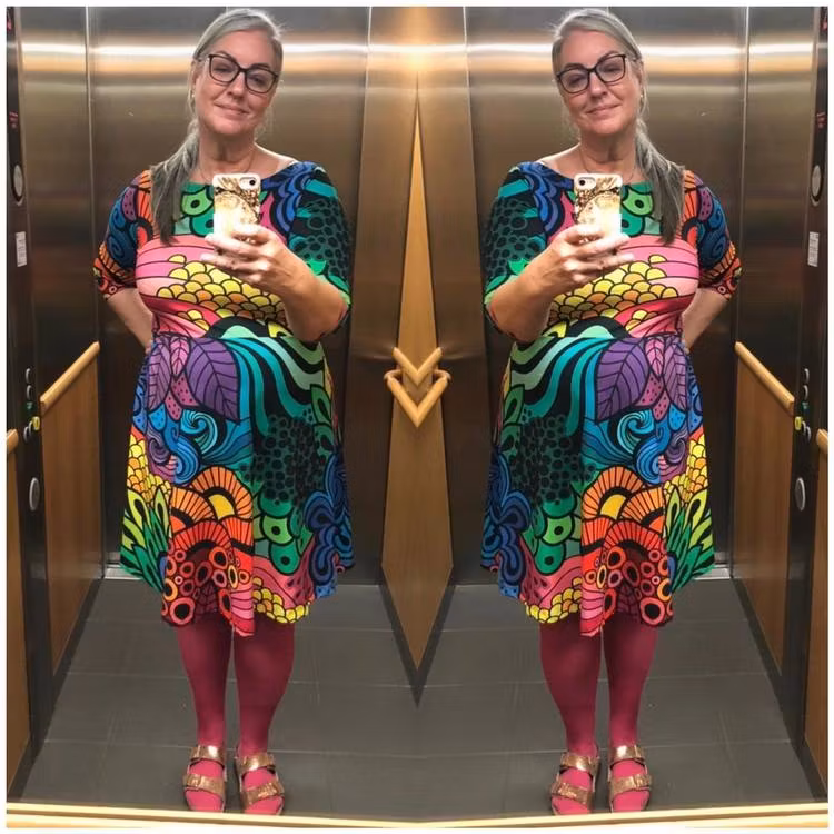 Panter turquoise/pink Snurrklänning