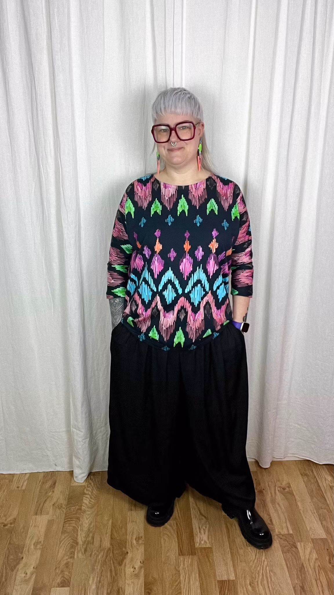 Panter turquoise/pink Boxy Top & Boxy Crop