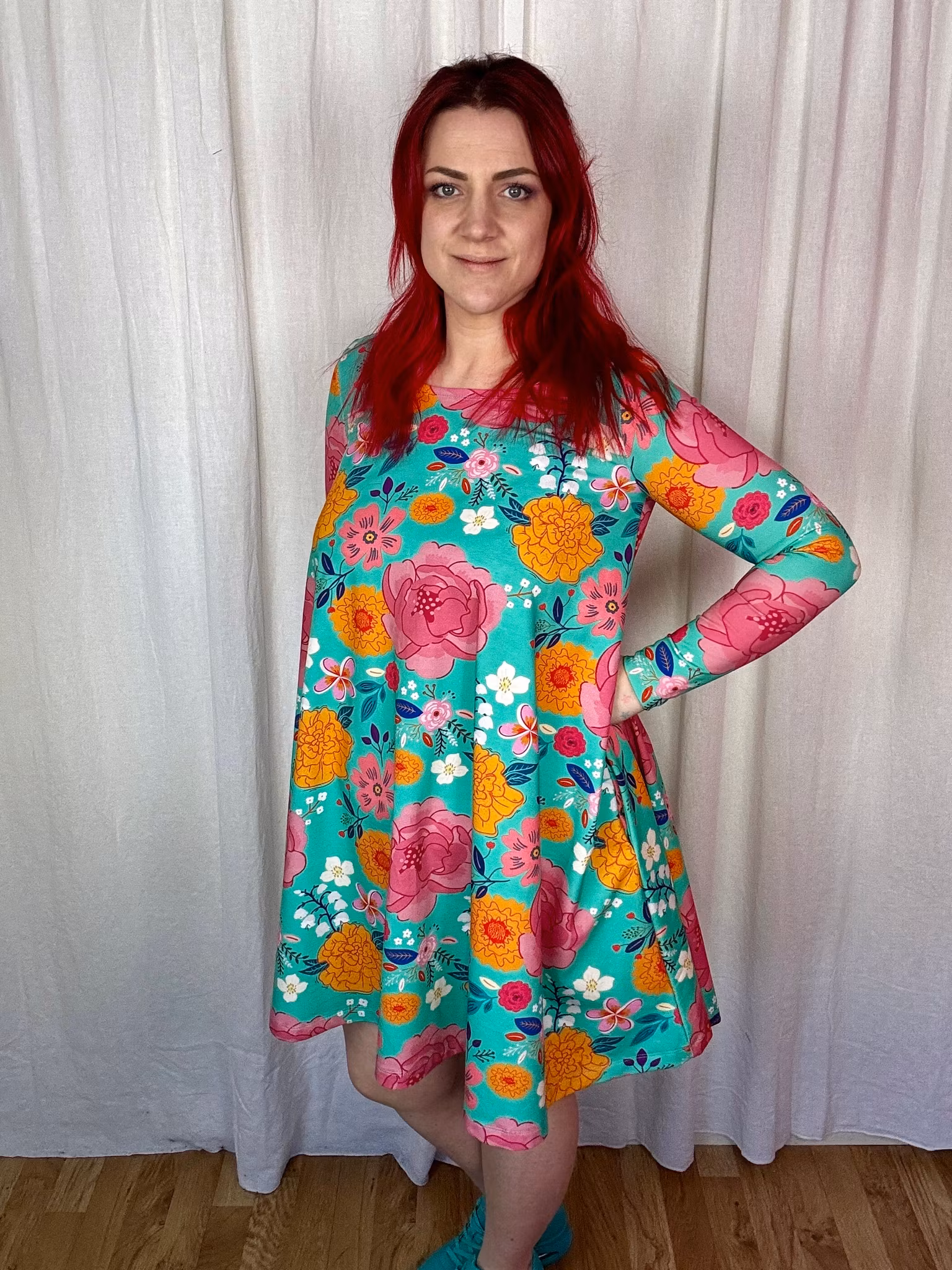 Funky Leaf Orange/Pink Flow Dress